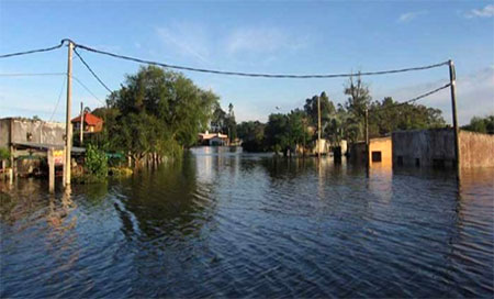 una de las zonas afectadas por inundaciones en Uruguay Al menos 500 personas evacuados por inundaciones en Uruguay